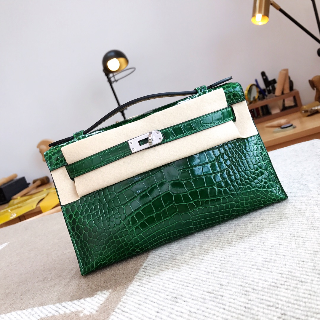 에르메스 미니 켈리백22 버트폰스 은장 샤이니 악어가죽